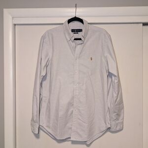 Ralph Lauren Classic Purple And White Striped Button Up Shirt